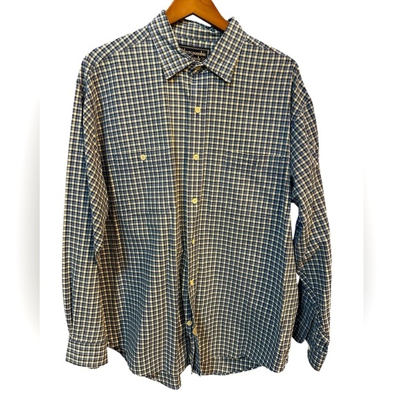 Vtg Abercrombie & Fitch Long Sleeve Button Shirt Plaid Blue Mens Preppy Size L - Picture 1 of 6